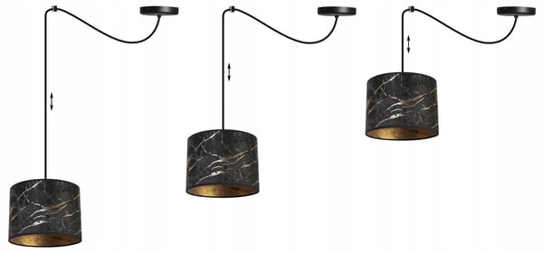 Lofthængende lampe, edderkoplampeskærm, gylden marmor