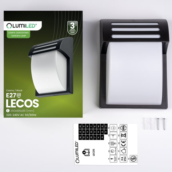 Udendørs væglampe LED E27 25cm LECOS LUMILED