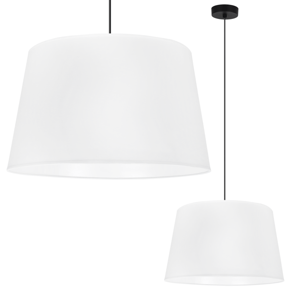 GAJA HÆNGELAMPE SORT KEGLE 1 FLAD HVID LAMPESKÆRM 44CM
