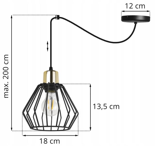 Hængelampe, loftslysekrone, trådskærm, LED