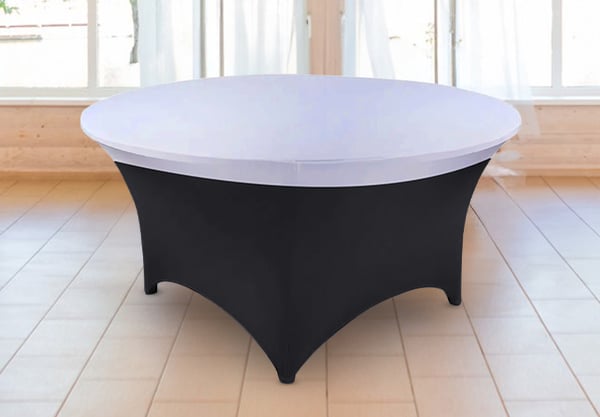 Elastisk duk, överlägg, vit toppning för runda bord 180 cm diameter