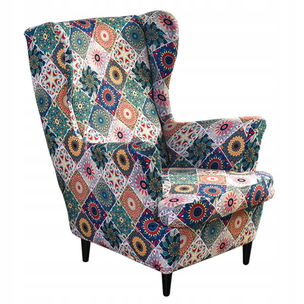 Wingback-tuolin päällinen mandala-kuviolla, joustava [22EW16]