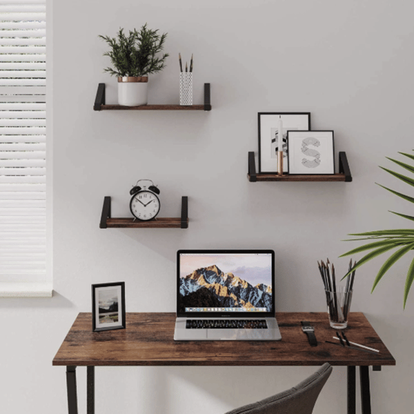 Set med 3 hängande vägghyllor, rustik loft, industriell stil