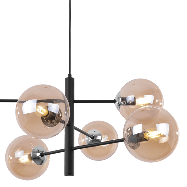 VICENZA HÆNGELAMPE SORT KROM 6 FLAD HONNINGLAMPE E14