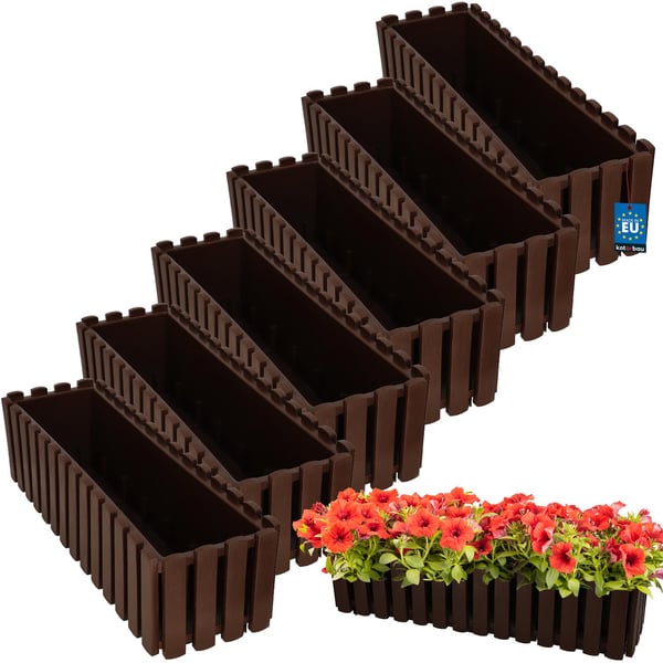 Balkongkrukslåda för räcke rustik brun 60 cm 6-pack