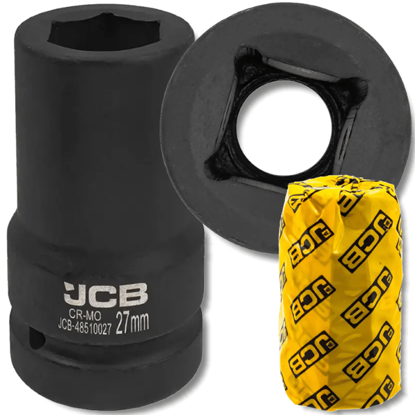 JCB Dyb Slagtopnøgle 1" 27 mm 6-punkts Cr-Mo Topnøgle