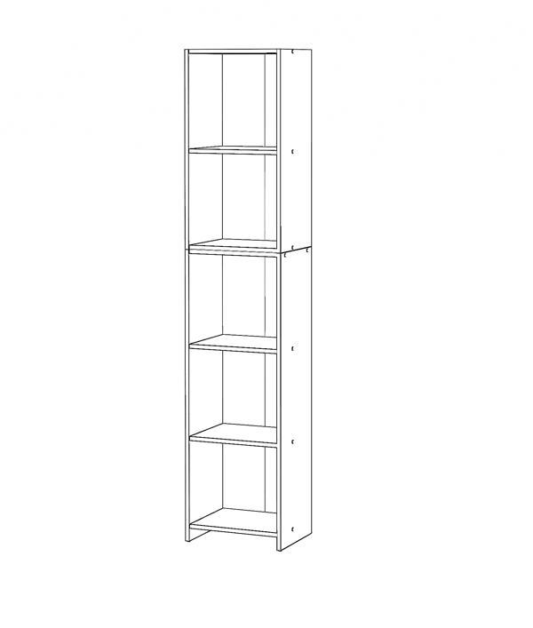 Office Kirjahylly Musta 40 CM 5 hyllyä Lelupylväs olohuoneeseen