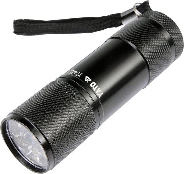ALUMINIUMSLOMMELYGTE, 9 LED'ER, SORT - YT-08570