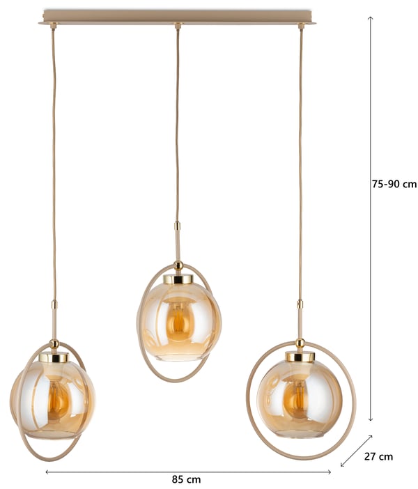 Galaxy Beige glas hänglampa 3xE27