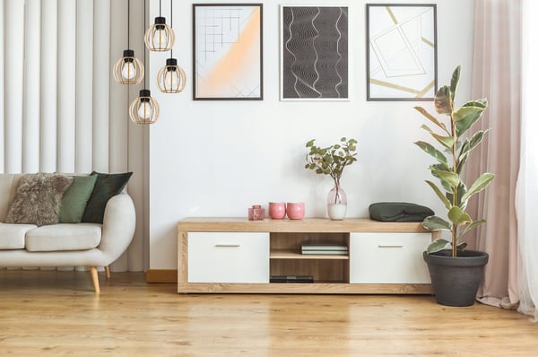 Hængende lampe, loftslysekrone, træ, LED lampeskærm