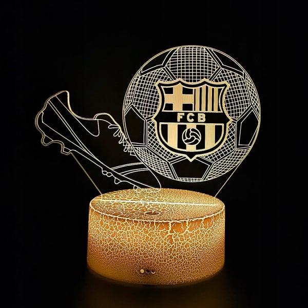 Nattbordslampa för barn FC Barcelona Fotboll 16 LED 3D + Fjärrkontroll