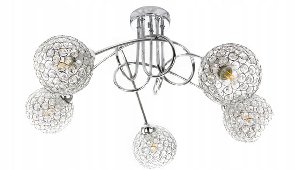 LOFTSLAMPE HÆNGELYSEKRONE KRYSTAL KROM LED