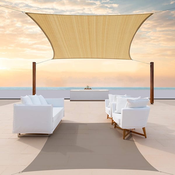 Vandtæt Codura skyggesejl 5x5 m beige