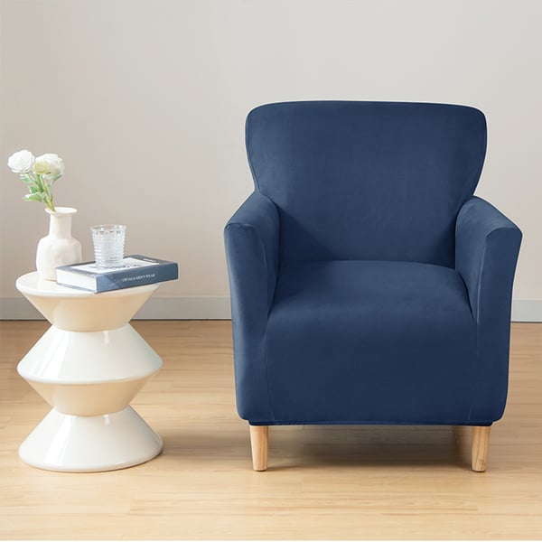 Päällinen pieneen nojatuoliin S, samettia, tummansininen
