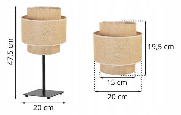 NATBORDLAMPE BOHO JUTA LAMPESKÆRM 20 CM