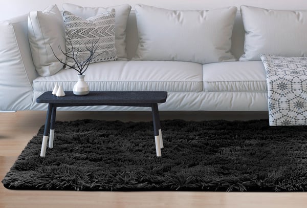 Shaggy antiskrid tæppe 80x120 cm sort