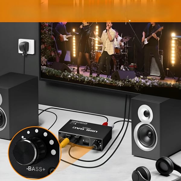 LYDKONVERTER USB DAC TOSLINK KOAKSIAL CINCH AUX EKSTERNT LYDKORT