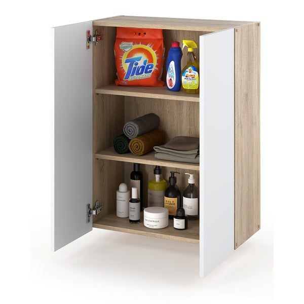 Kylpyhuoneen seinäkaappi Sonoma Oak Matte White 60 CM Kylpyhuonepylväs