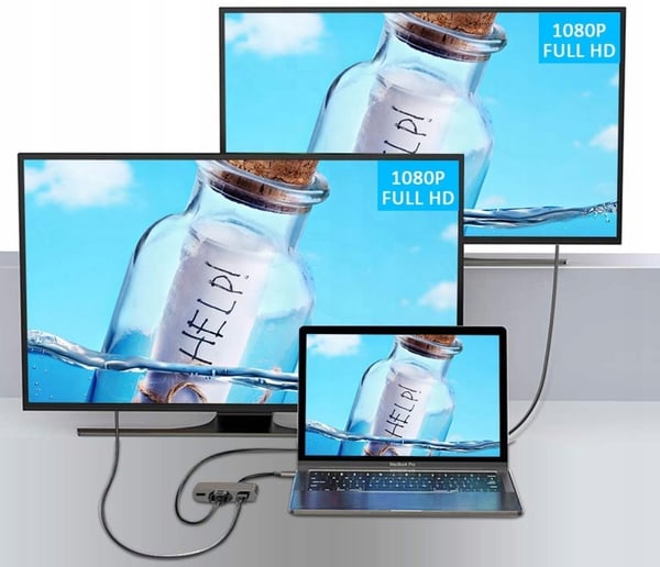 HUB USB-C 5-i-1-adapter HDMI 4K VGA USB 3.0 5Gbps för Windows/Mac/Steam