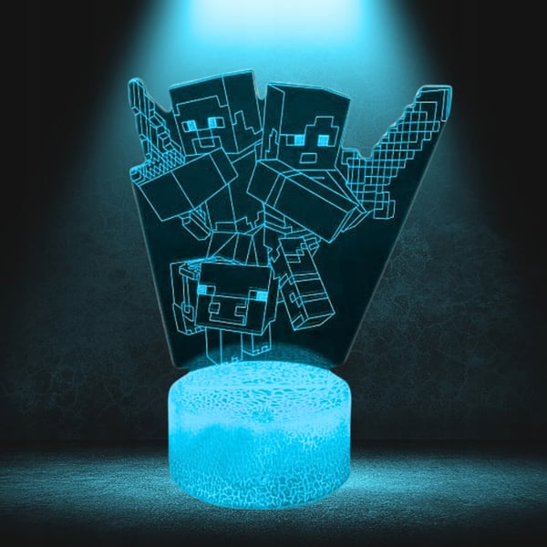 Pöytäyövalaisin lapsille Minecraft Creeper 16 LED 3D + kaukosäädin