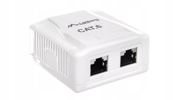 Lanberg OS6-0002-W overflademonteret stikkontakt kat.6 skærmet 2X RJ45