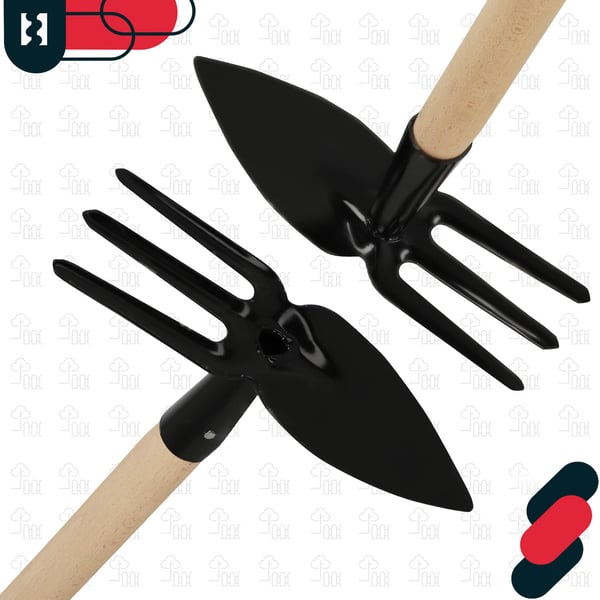 Kotarbau® Sydänpuutarhakuokka kitkemiseen kynsillä, haarukalla, kultivaattorilla, teräskuokalla ja puisella kahvalla