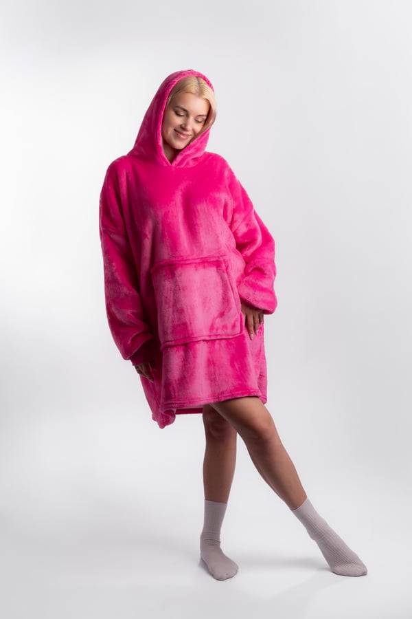 Tæppe sweatshirt tyk tæppe hættetrøje 2-i-1 pink oversize fødselsdagsgave