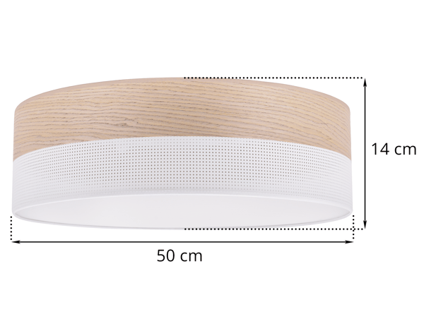 Loftlampe i træplexi, hvid, 50 cm, klassisk eg