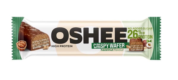 Oshee-vohveli kaakaokermalla ja pähkinätäytteellä, runsasproteiininen, 37 g