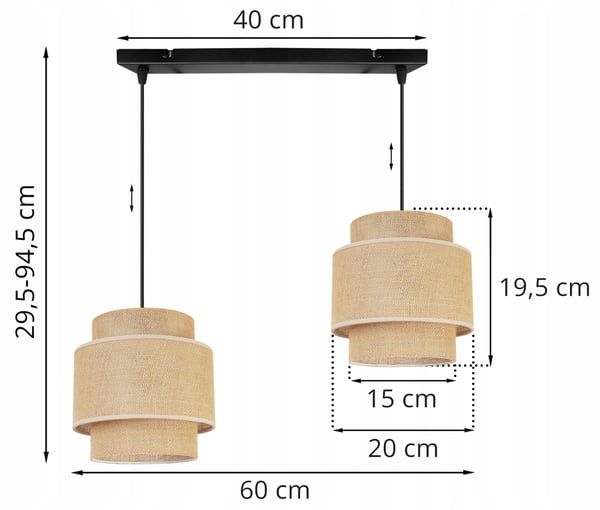 Hængende lampe, loftslysekrone, lampeskærm, boho juta