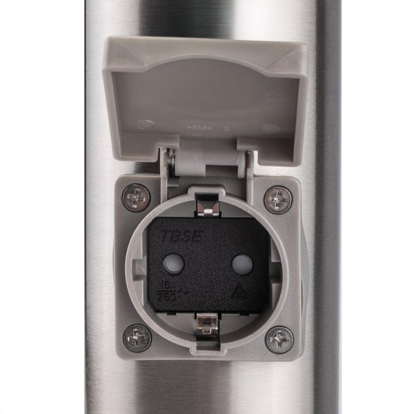 Utomhuslampa E27 INOX STOLPE 45cm med uttag 230V Lilium LUMILED