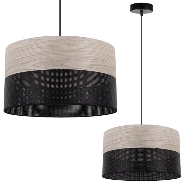 EN HÄNGANDE LAMPA, VIT EKFANÉR LAMPSKÄRM 35CM