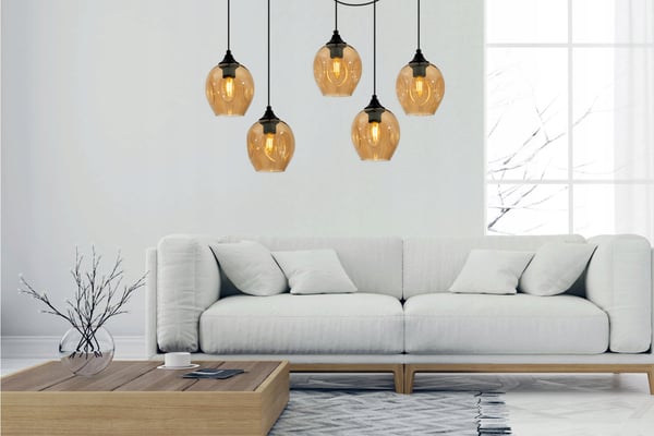 MODERNE LOFTHÆNGELAMPE I GLAS MED EDDEKRON