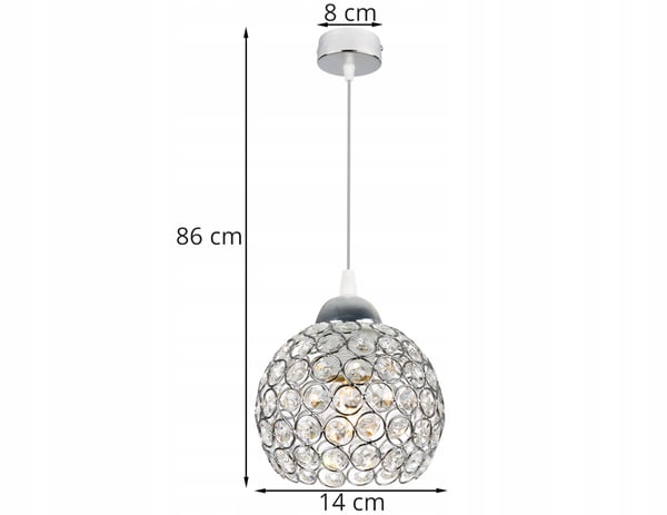 Kromhængende lampe med lysekrone i loftkrystal