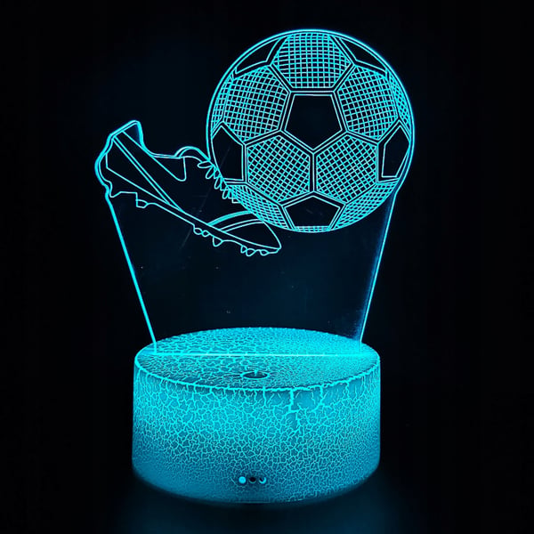 Nattlampa skrivbordslampa för barn fotbollsskor upplyst 3D med fjärrkontroll