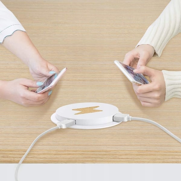 UDTRÆKKBAR INDUKTIV BORDOPLADER + 2xUSB HUB