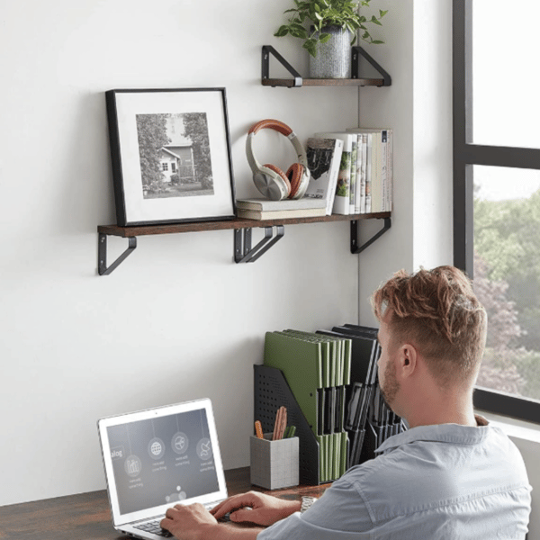 Set med 3 hängande vägghyllor, rustik loft, industriell stil