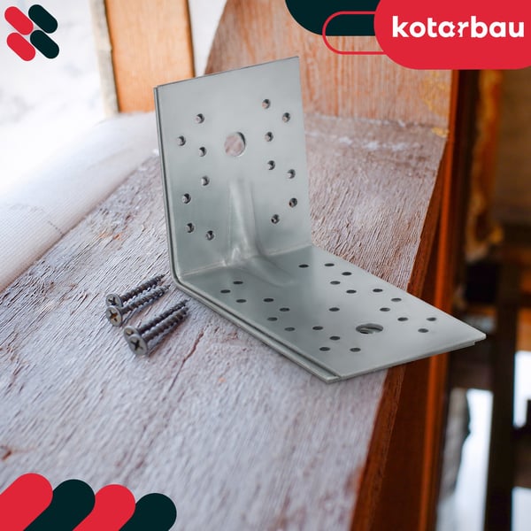 Kotarbau® Kirvesmiehen kulmakappale teräsrakenteisiin kohokuvioinnilla, ruostumatonta terästä, 100x150x80 mm - 12 kpl:n sarja.