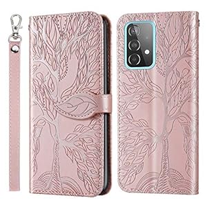 Etui til Samsung Galaxy A73, pink, øko-læder, med træmønsterflap