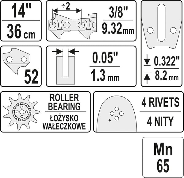 KÆDEFØRING TIL SAV 14'' 3/8''P - YT-84931
