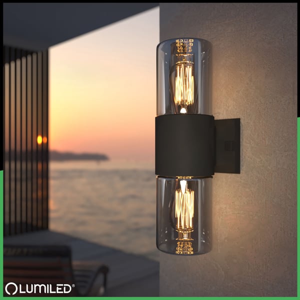 Utomhusvägglampa med två E27 kinkig väggbelysning SALVIA LUMILED