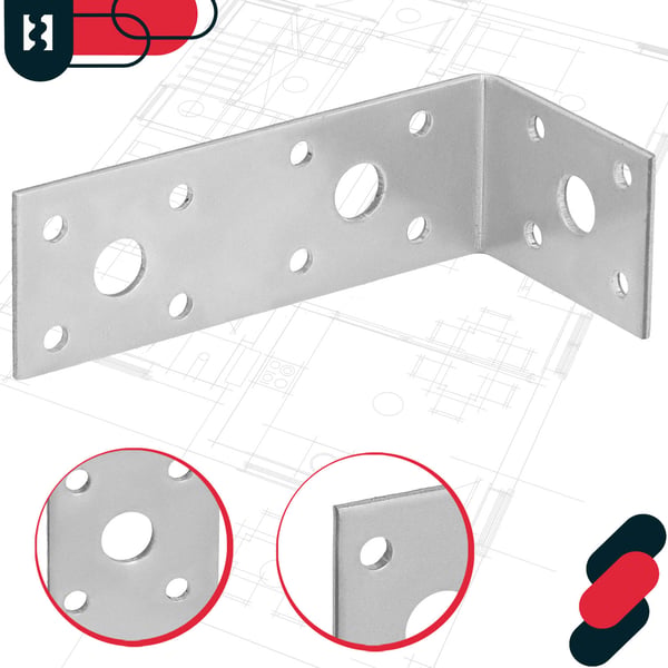 KOTARBAU® snickarvinkelkoppling rostfritt stål galvaniserad 100 x 50 x 35 mm set med 50 delar
