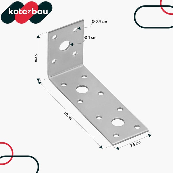 KOTARBAU® snickarvinkelkoppling rostfritt stål galvaniserad 100 x 50 x 35 mm set med 50 delar