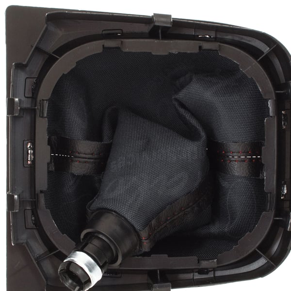 VW Golf V 03-08 gearstangsknop + SORT manchet med RØD gevind og KROMET stel 5 GEAR