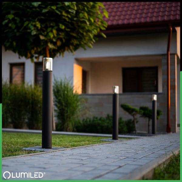 Havelampe udendørs stående til E27 pære sort glas IP54 60 cm SALVIA LUMILED