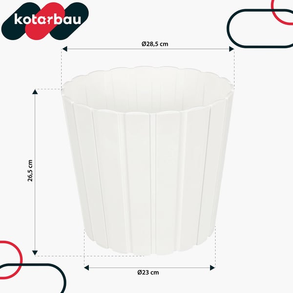 Plastkruka för blommor och örter vit 29 cm 4-pack