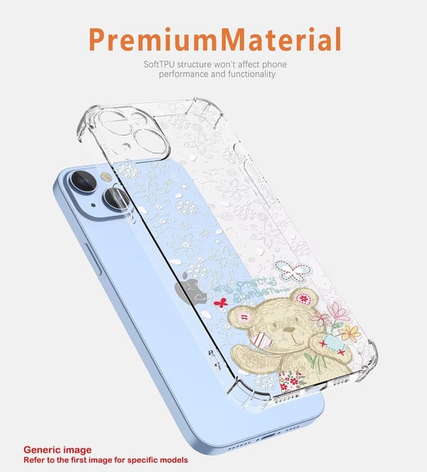 Etui til Xiaomi 13 gennemsigtig bamse hvid præget blomster høj beskyttelse