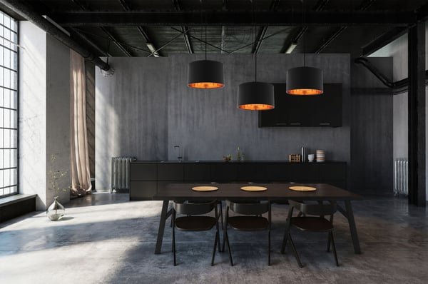 Lofthængende lampe med gylden center LED