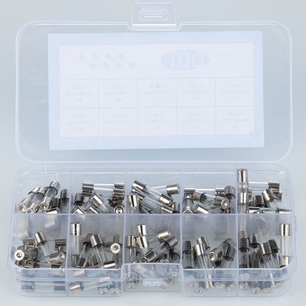 WTA glassäkringssats snabb 5x20mm 100 delar 0,2A-20A