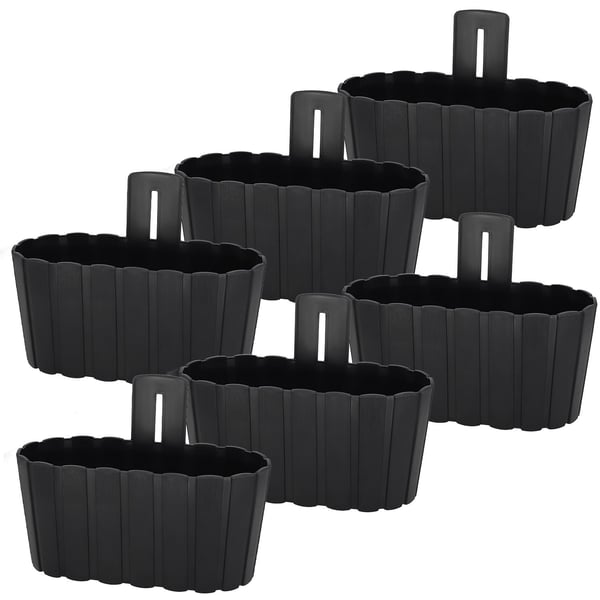 Väghängande rustik blomkruka för balkong antracit 28 cm 6 st